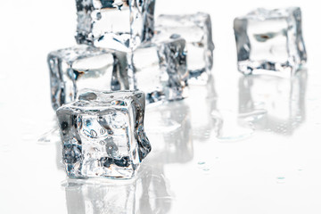 ice cubes on white background.