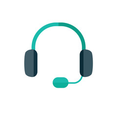 call center operator with headset black web icon. vector illustration