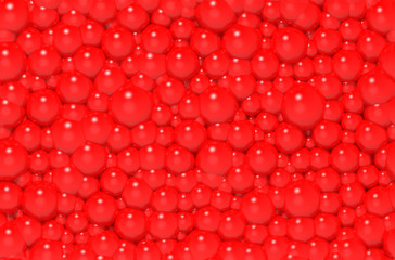 High quality red color seamless realistic bubbles texture with the effect of depth of field. 3d illustration