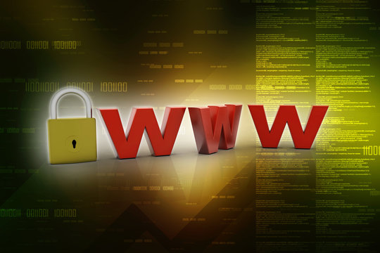 3d rendering Padlock with www