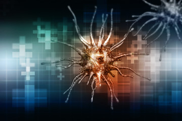 3d rendering Virus bacteria cells background