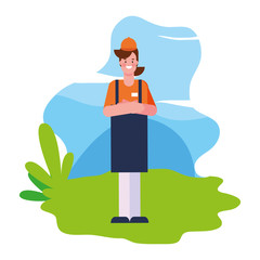 flat design people happy labor day