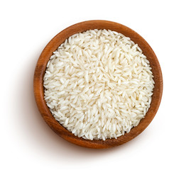 Rice groats isolated on white background, top view