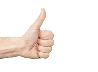 thumb up hand sign. Man hand showing thumb up, like, good, approval, acceptance, okay, ok, positive hand gesture