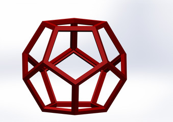 Abstract photorealistic 3d Dodecahedron White background