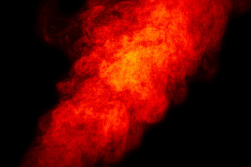 Bright red smoke isolated on black background