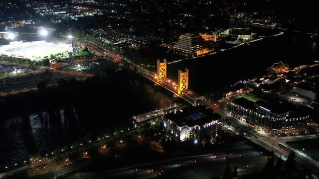 Aerial California Sacramento May 2019 Night 30mm 4K Inspire 2  Aerial video of downtown Sacramento at night.