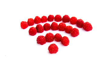 red raspberry in the form of Wi-Fi icon, isolated