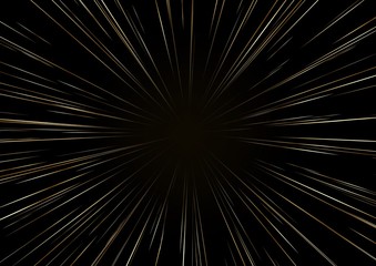 Background with stars or Hyperspace. The light of moving Golden stars. Speed of light.