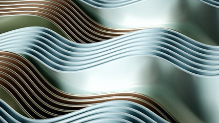 Elegant smooth wave lines background. 3d illustration, 3d rendering.