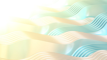 Elegant smooth wave lines background. 3d illustration, 3d rendering.