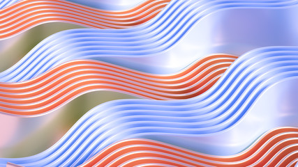 Elegant smooth wave lines background. 3d illustration, 3d rendering.