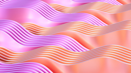Elegant smooth wave lines background. 3d illustration, 3d rendering.