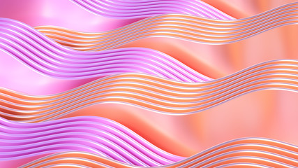 Elegant smooth wave lines background. 3d illustration, 3d rendering.