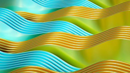 Elegant smooth wave lines background. 3d illustration, 3d rendering.