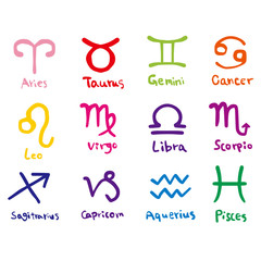 手描きの１２星座アイコンセット