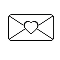 sent letter mail icon.  envelope with a heart icon. Love message sign. 