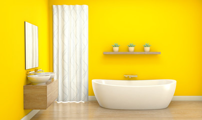 Fototapeta na wymiar Yellow Bathroom Interior