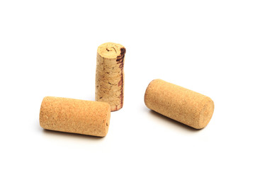 Wine corks isolated on white background .