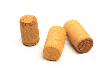 Wine corks isolated on white background .