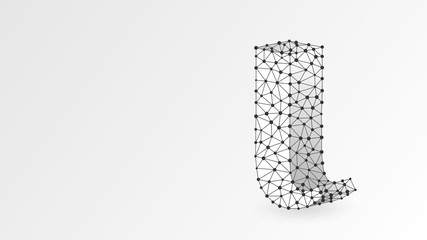 Iota, the letter of a Greek alphabet. Greek numerals, mathematical number ten concept. Abstract, digital, wireframe, low poly mesh, vector white origami 3d illustration. Triangle, line, dot