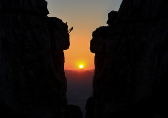 Fascinating and sunrising on high rocks