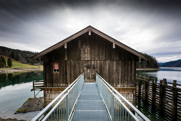 Bavarian Boathouse on a lake