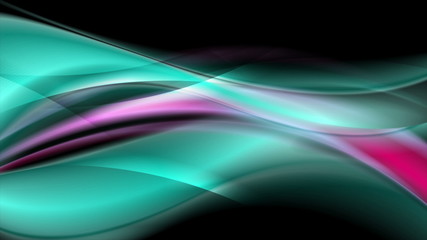 Glowing turquoise and pink waves abstract background
