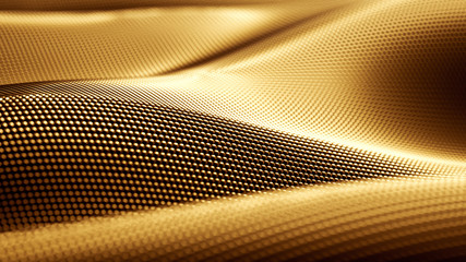 Particle drapery luxury gold background. 3d illustration, 3d rendering. - obrazy, fototapety, plakaty