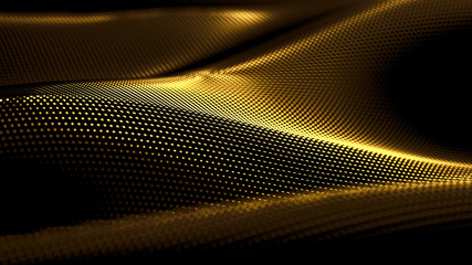 Particle drapery luxury gold background. 3d illustration, 3d rendering. - 284996133