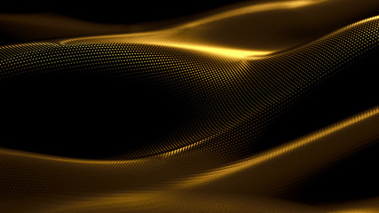 Particle drapery luxury gold background. 3d illustration, 3d rendering. - 284996335