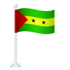 Sao Tome and Principe flag. National flag of Sao Tome and Principe on pole vector 