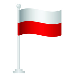 Poland flag. National flag of Poland on pole vector 