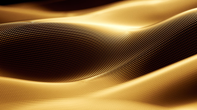 Particle drapery luxury gold background. 3d illustration, 3d rendering.
