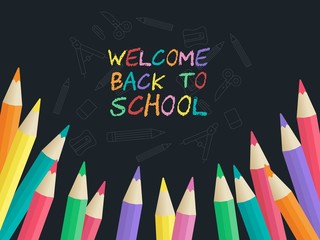 Back to school, Colored Pencil poster template