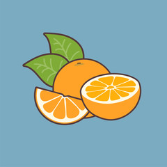oranges on blue background