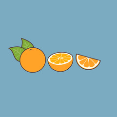 oranges on blue background