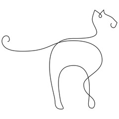 Cat silhouette line art style drawing