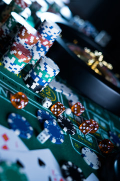 People and entertainment concept. Casino, gambling, poker,  roulete