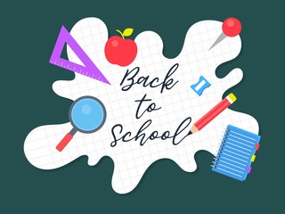 Back to school, School supplies poster template