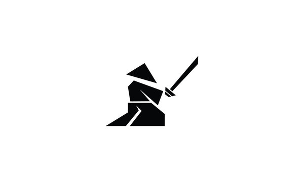 abstract ninja logo design vector