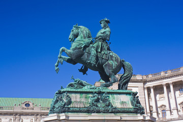 Equestrian statue of Prince Eugene of Savoy by Anton Dominick Ritter von Fernkorn (1865) at Heldenplatz (Heroes' square) in Vienna