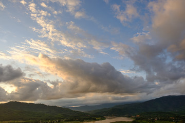 Mountains and Mekong River between Thailand and Laos