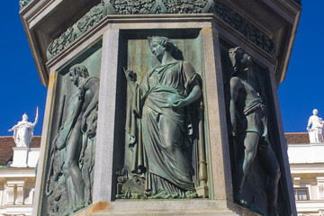 Fototapeta na wymiar Fragment of Monument to Kaiser Franz Joseph I in the courtyard of Hofburg Palace in Vienna, Austria