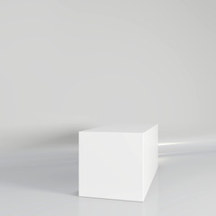 White cube in light studio. 3d rendering background.