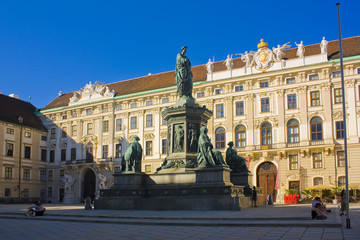Fototapeta na wymiar Monument to Kaiser Franz Joseph I in the courtyard of Hofburg Palace in Vienna, Austria