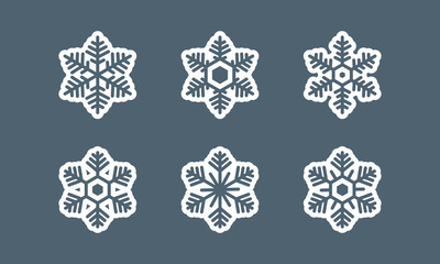 Snowflake vector icon on grey background. snow new year icon logo symbol template.