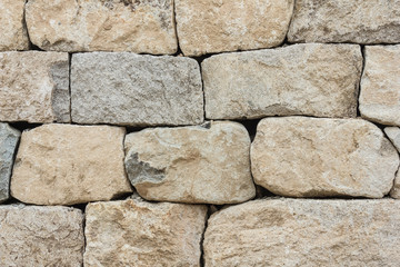The texture of the stone wall.