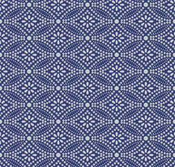 Japanese Indigo Oval Flower Seamless Pattern