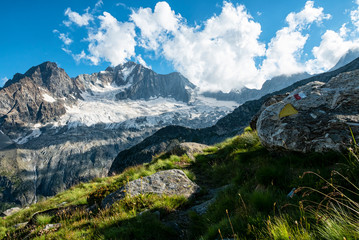 Alpine valley in the italian alps of Valtellina